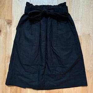 NWT Madewell Belted Linen Blend Black Midi Skirt
